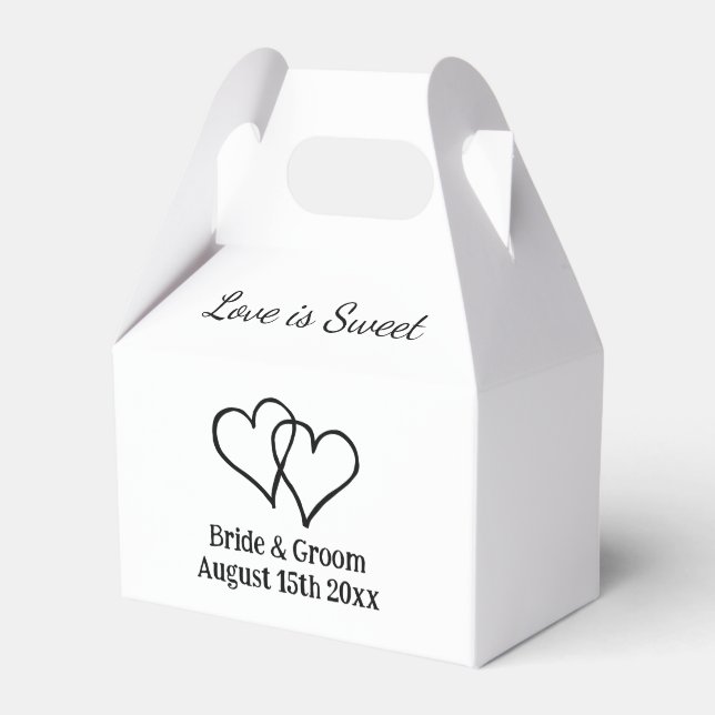 Love is sweet double heart wedding logo custom favour box (Front Side)