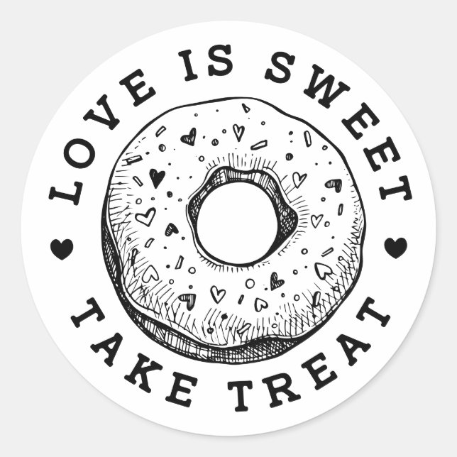 Love is Sweet Doughnut Wedding  Classic Round Sticker (Front)
