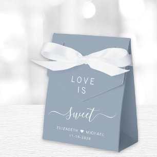 Love Is Sweet Dusty Blue Wedding Favour Box