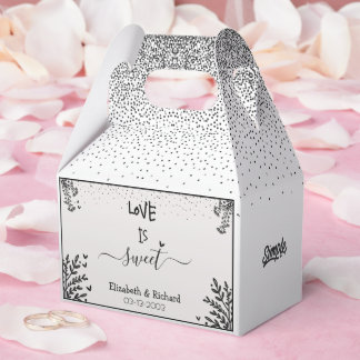 Love is Sweet Elegant Black and White Floral  Favour Box