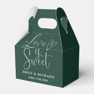 Love Is Sweet Elegant Emerald Green Wedding Favour Box