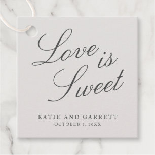 Love Is Sweet Elegant Grey Wedding Favour Tags