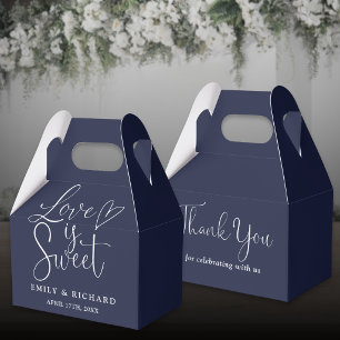 Love Is Sweet Elegant Navy Blue Wedding Favour Box