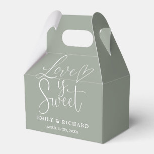 Love Is Sweet Elegant Sage Green Wedding Favour Box