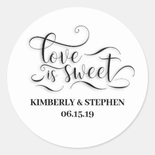 Love is Sweet Elegant Wedding Classic Round Sticker