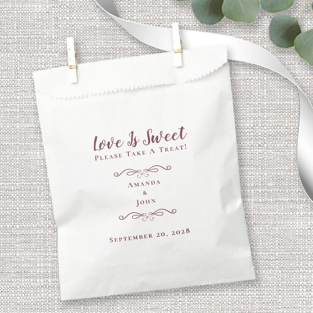 Love is Sweet Elegant Wedding Reception Burgundy Favour Bag (Creator Uploaded)