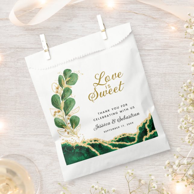 Love is Sweet Emerald Green Wedding Thank You Favour Bag (Clipped)