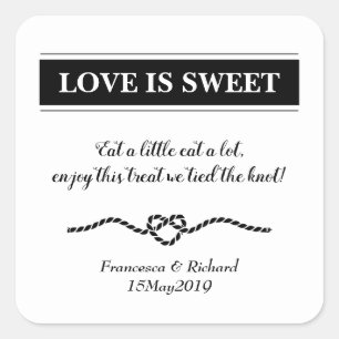 Love Is Sweet Favours Beach Wedding Square Sticker