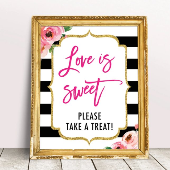 Love Is Sweet Floral Bridal Shower Favors Sign (Creator Uploaded)
