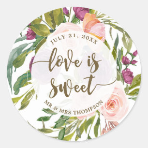 love is sweet floral greenery favour sticker