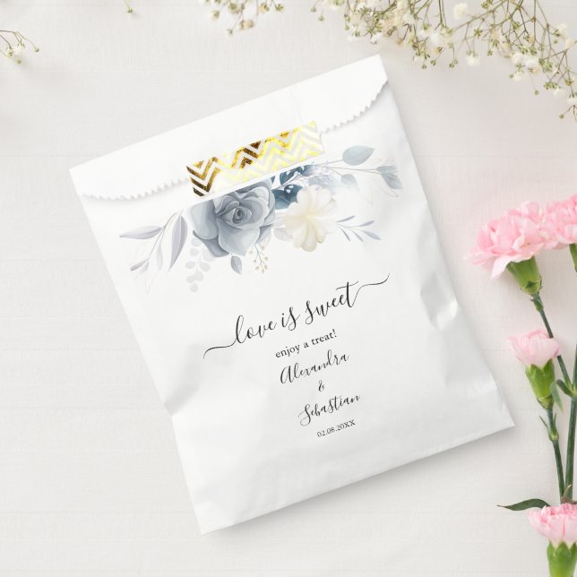 Love is Sweet Floral Wedding Sweet Treat  Favour Bag (Sealed)