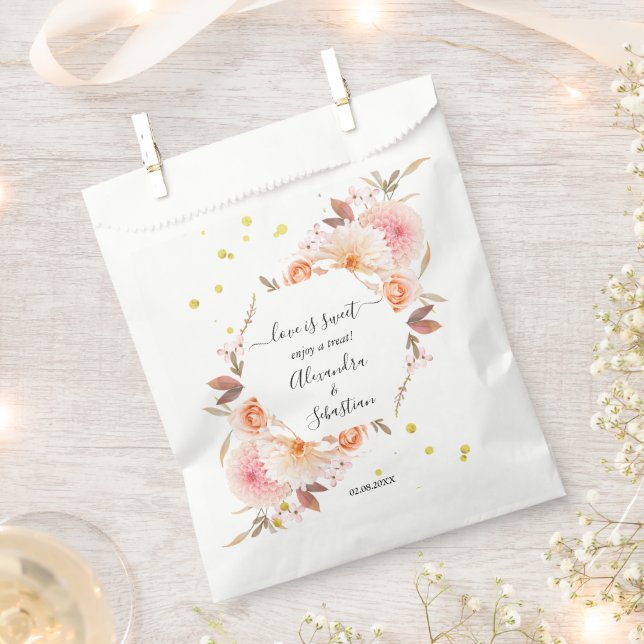 Love is Sweet Floral Wedding Sweet Treat Favour Bag (Clipped)