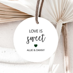 Love is Sweet Gift Tags, Forest Green Wedding Favour Tags