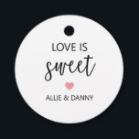 Love is Sweet Gift Tags, Pink Wedding or Shower Favour Tags<br><div class="desc">These personalised love is sweet favour tags are for sending guest to your bridal shower or wedding home with a sweet treat.</div>