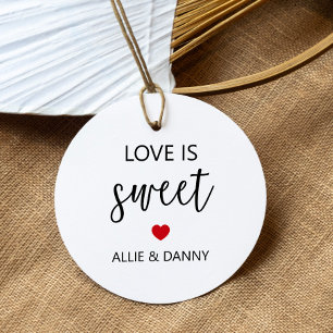 Love is Sweet Gift Tags, Red Wedding or Shower Favour Tags