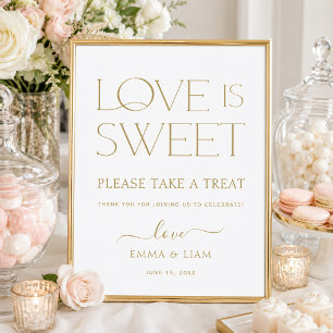 Love is Sweet Gold Wedding Favour Table Sign