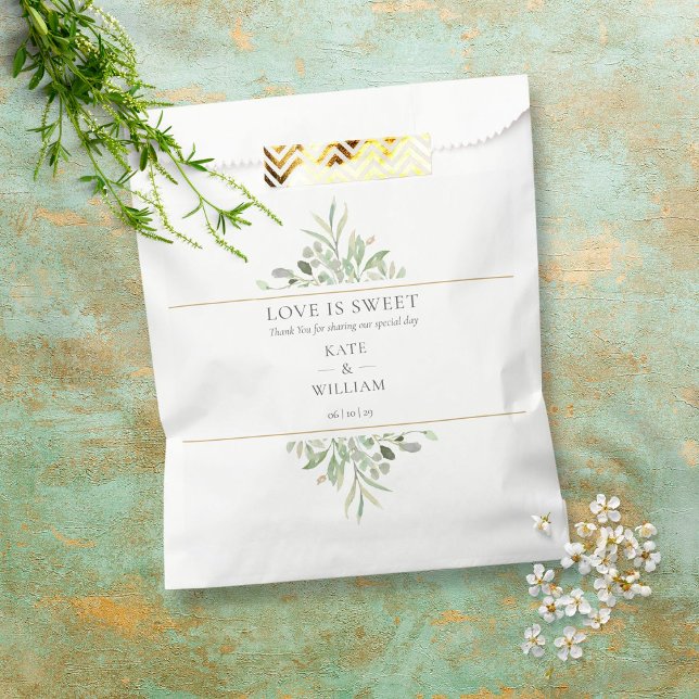 Love Is Sweet Greenery Foliage Wedding Favour Bag (Creator Uploaded)
