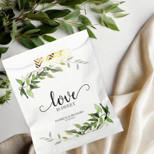 Love Is Sweet Greenery Wedding  Favour Bag (Creator Uploaded)