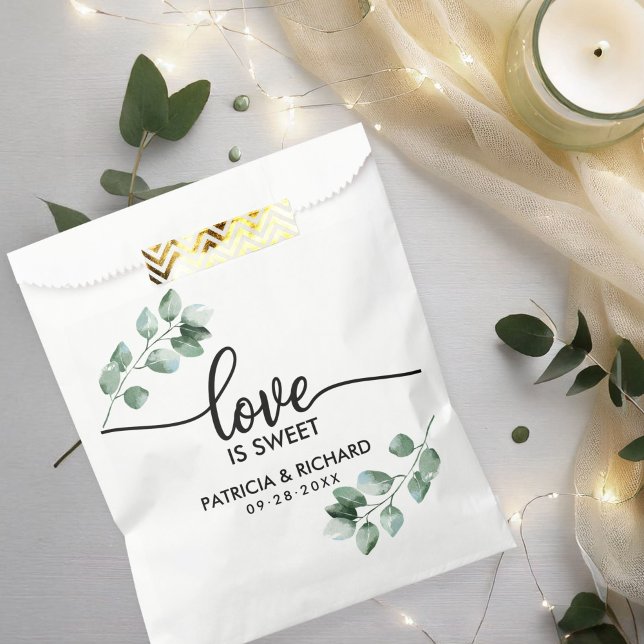 Love Is Sweet Greenery Wedding Favour Bag (Creator Uploaded)