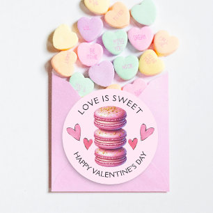 Love is Sweet Happy Valentine's Day Macaron Classic Round Sticker