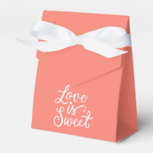 Love is Sweet in Salmon and White Wedding Favour Box