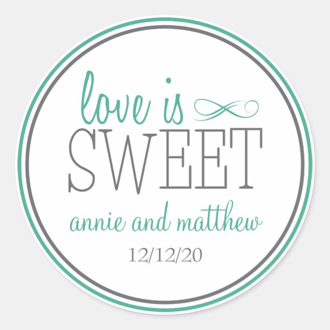 Love Is Sweet Labels (Dark Green / Grey) (Front)