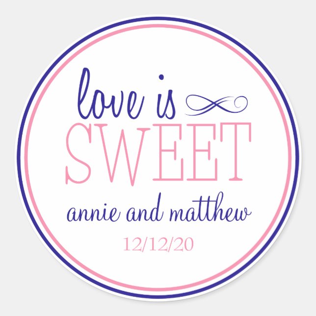 Love Is Sweet Labels (Navy Blue / Pink) (Front)