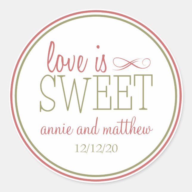 Love Is Sweet Labels (Pale Red / Olive Green) (Front)