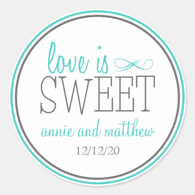Love Is Sweet Labels (Teal / Grey) (Front)