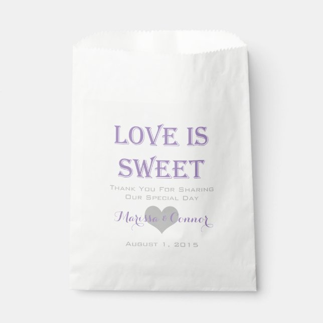 Love Is Sweet Lavender and Grey Wedding Bags (Front)