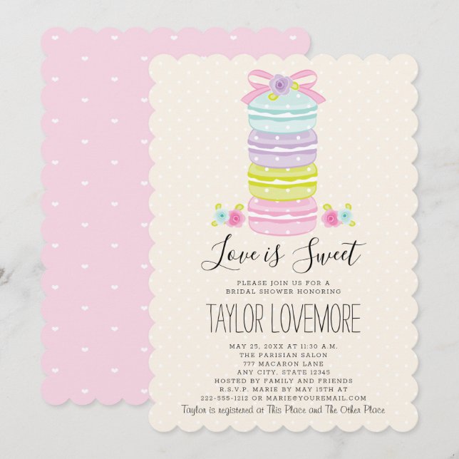 Love is Sweet Macaron Bridal Shower Invitations (Front/Back)