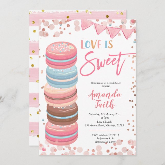 Love is Sweet Macaroon Bridal Shower Invitation (Front/Back)