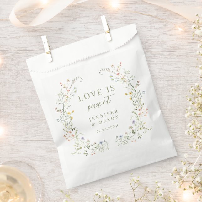 Love Is Sweet Meadow Wildflower Wedding Thank You Favour Bag (Clipped)