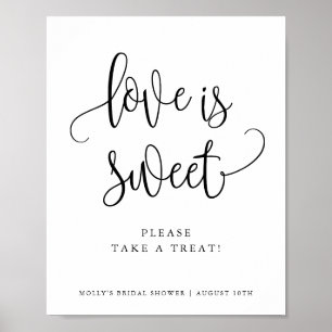 Love is Sweet Minimalist Calligraphy Favour Displa Poster