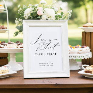Love is Sweet Modern Black Wedding Favours Poster