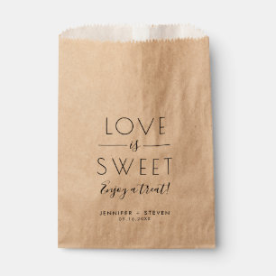 Love is Sweet Modern Black & White Kraft Treat Favour Bag