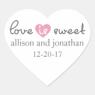 Love Is Sweet Modern Heart Labels (Grey / Pink)