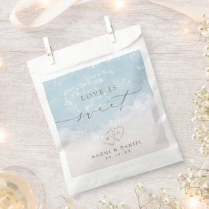 Love is Sweet Modern Script Beach Sand Hearts Favour Bag