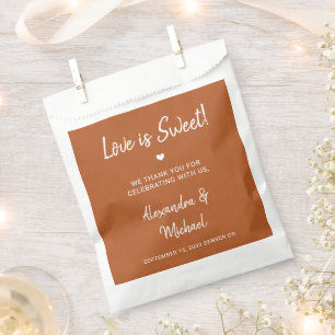 Love is sweet modern terracotta wedding favour bag