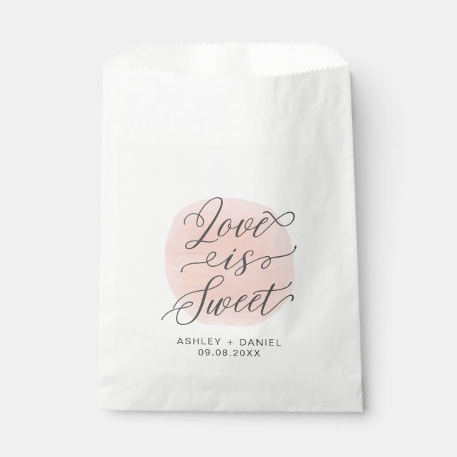 Love is Sweet Modern Wedding Treat Sacks, Favour Bag (Front)