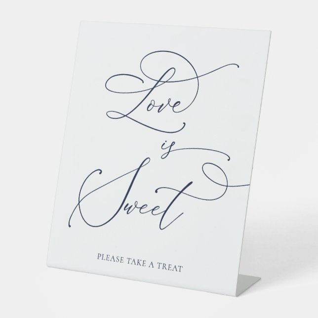 Love is Sweet Navy Blue Minimalist Wedding Sign (Front)