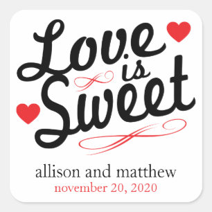 Love Is Sweet Old Fashioined Labels (Black / Red)