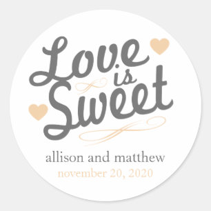 Love Is Sweet Old Fashioined Labels (Grey/Orange)