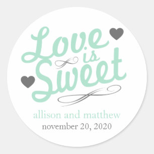 Love Is Sweet Old Fashioined Labels (Mint / Grey)