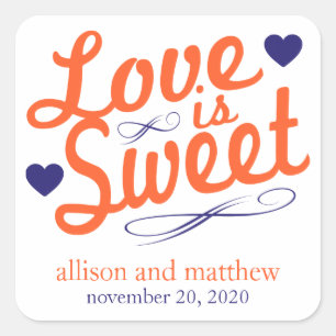 Love Is Sweet Old Fashioined Labels (Orange/Blue)