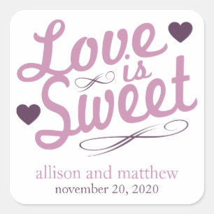 Love Is Sweet Old Fashioined Labels (Purple/Plum)