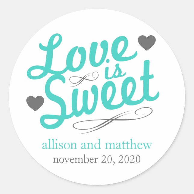 Love Is Sweet Old Fashioined Labels (Teal / Grey) (Front)