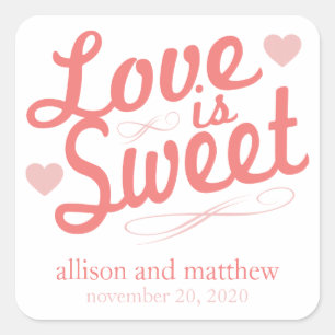 Love Is Sweet Old Fashioined (Red / Blush) Square Sticker
