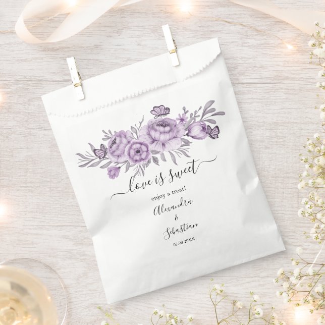 Love is Sweet Orchid Wedding Sweet Treat Favour Ba Bag (Clipped)