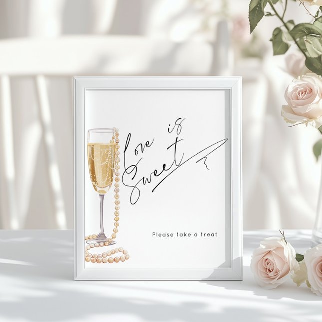 Love is sweet Pearls and Prosecco Bridal Shower Poster (Creator Uploaded)